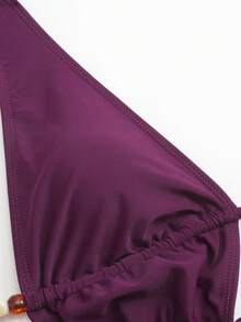 Bonvoyette 性感露背系带网纱连体泳衣，显瘦设计，热门单品，春夏款 - 中紫紅色 - 查看 11