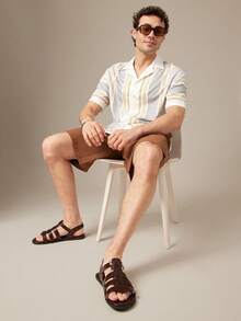 SHUZIA Men's Premium Oiled Faux Leather Coffee Back-Strap Fisherman Sandals – Weave, Secure Fit & Everyday Comfort - Coffee Brown - View 1