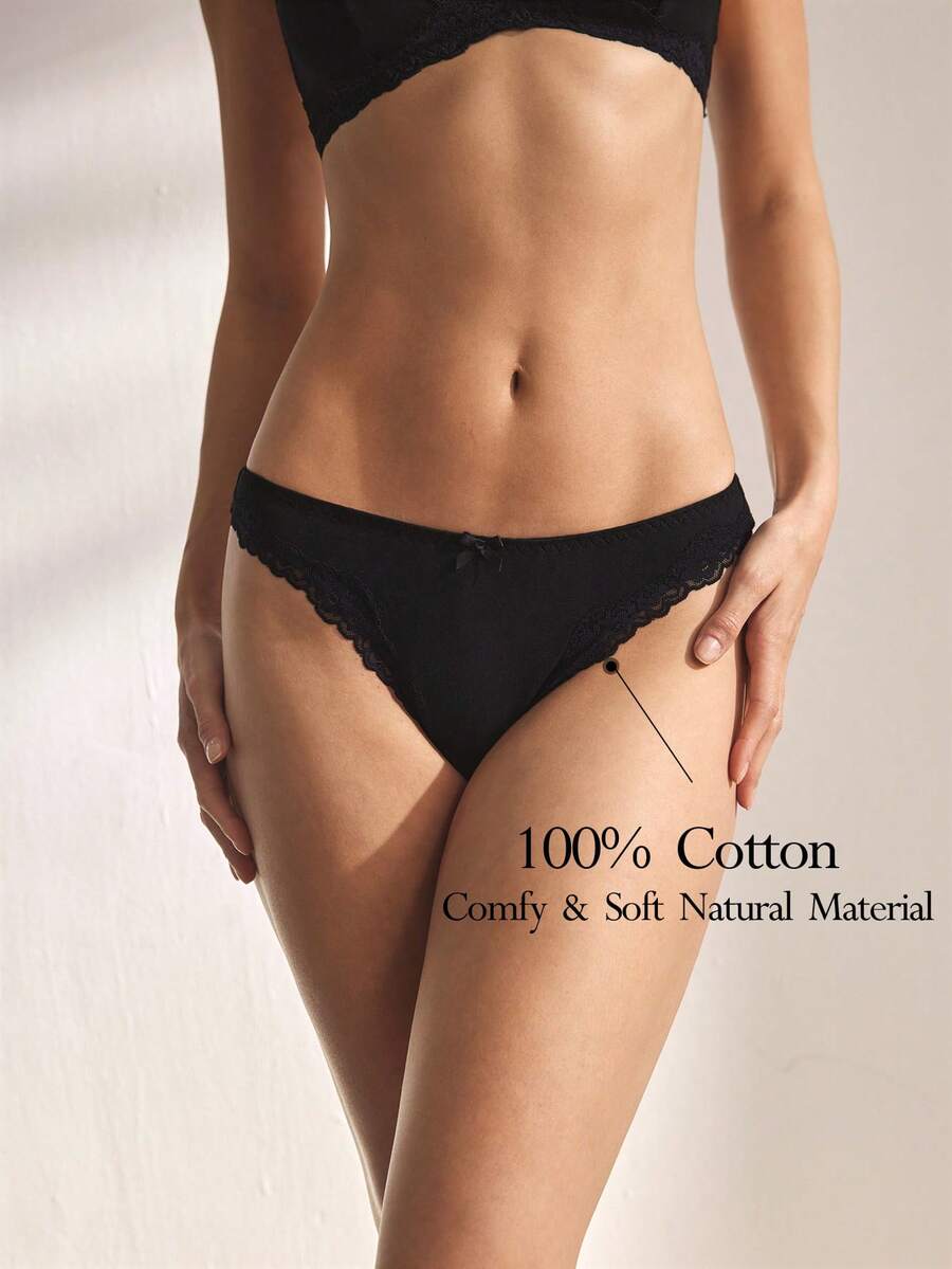 Ocili 100% Cotton Comfortable & Smooth Seamless Panties, Suitable To Pair With Lace - Black - View 1