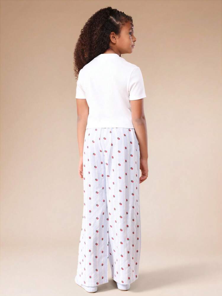 Short Sleeve Tee With Strawberry Print Pants