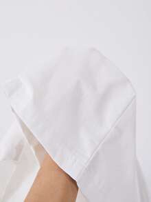 SHEIN Sparklyn Elegant Asymmetric Ruffle Design Metal Button Jumpsuit, Suitable For Teen Girls, Spring/Summer, Commuting - White - View 5