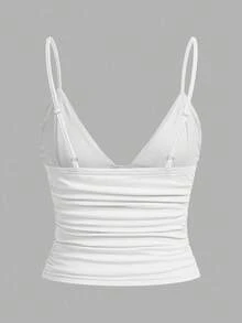 SHEIN EZwear 3 件套女士休闲褶皱吊带背心，带文胸，适合夏季 - 彩色 - 查看 6