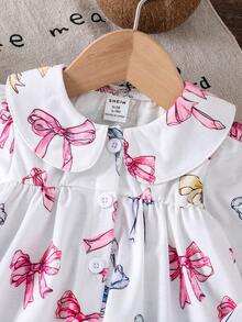 Souflis Souflis Baby Girls' Bow Print Casual Shirt + Pants Set - White - View 4