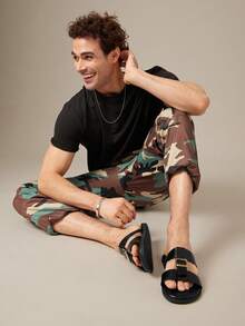 SHUZIA Men's Matte Faux Leather Black Closed-Toe Fisherman Sandals – Sculpted Weave Straps & Cushioned All-Day Comfort - Black - View 3