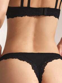 Ocili 100% Cotton Comfortable & Smooth Seamless Panties, Suitable To Pair With Lace - Black - View 3