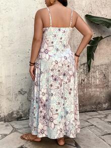 EMERY ROSE Váy hai dây cỡ lớn in hoa, thích hợp mặc đi nghỉ mát. - Màu xanh nhạt - Xem 2