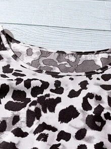 SHEIN Clasi Plus Size Summer Casual Leopard Print Ruffle Trim Round Neck Blouse - Multicolor - View 3