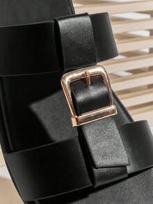 SHUZIA Men's Matte Faux Leather Black Closed-Toe Fisherman Sandals – Sculpted Weave Straps & Cushioned All-Day Comfort - Black - View 7