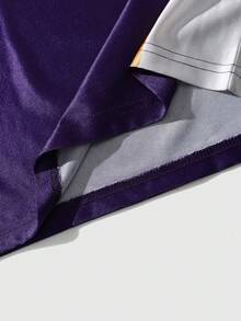 ROMWE MEN Street Life Men's Colorblock Patchwork Sports Jersey Short Sleeve T-Shirt, Summer Spring/Summer - Purple - View 3