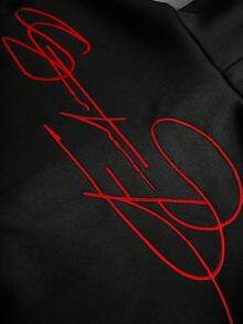 PAVTROS Áo hoodie nam màu trắng thêu chữ nghệ thuật, khóa kéo kim loại, áo nỉ có khóa kéo, áo hoodie nam phong cách đường phố, áo hoodie Y2K có khóa kéo, áo hoodie in hình đồ họa màu đỏ. - màu đen - Xem 3