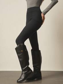 With My Calm With My Calm Women's Elastic Riding Pants - Tight Fit Long Training Leggings With Side Pockets - Black - View 3