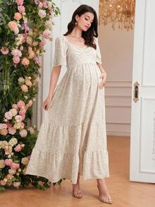 Momance 碎花孕妇连衣裙，休闲海滩度假 - 彩色 - 查看 4