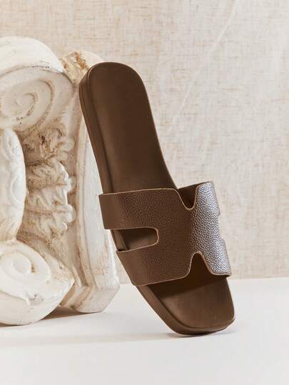 SHUZIA Women's Elegant Comfortable, Durable, Cut-Out Slip-On Flat Sandals