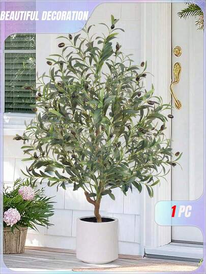 1PC Artificial Olive Tree Large Olive Potted Plant Used For Housewarming Gifts Indoor And Outdoor Home Living Room Office Floor Decoration Simulation Tree