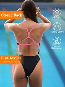 Swim Nautrix Neuer Sommer Damen Rundhals Spaghetti-Träger rückenfrei sexy Badeanzug für den Urlaub - Verschiedenfarbig - Übersicht 2