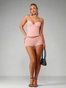 MISSGUIDED Áo tank top corset dáng dài với dây đeo có thể điều chỉnh, thích hợp để phối lớp với trang phục thường ngày. - Hồng - Xem 4