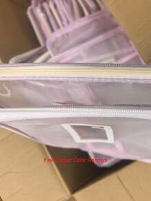 A4双层尼龙网眼收纳袋，加厚L型大容量网眼文件袋，学生便携拉链背包，带提手的科目分类袋，透明学生考试袋，文件袋，书籍作业收纳袋，适用于学校用品。 - 彩色 - 查看 10