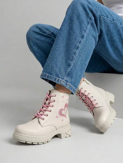 Botines Militares para Niñas Beige Estilo Coquetee