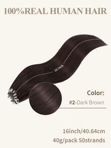 微环接发，100%真人发，颜色可选1#、NC#、1B#、2#、4#、6#、99J#、33#，长度14-22英寸，直发，50束/包，隐形珠加厚微环接发，带鱼线，无需胶水，易于造型，适合细软发质，沙龙级效果，所有女性适用。 - 彩色 - 查看 46