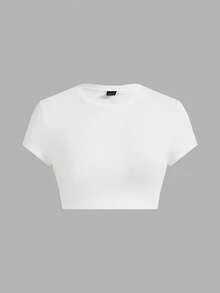 SHEIN ICON 三件套休闲简约黑白红短款T恤，百搭风格，超短紧身剪裁，适合春夏穿着。 - 彩色 - 查看 9