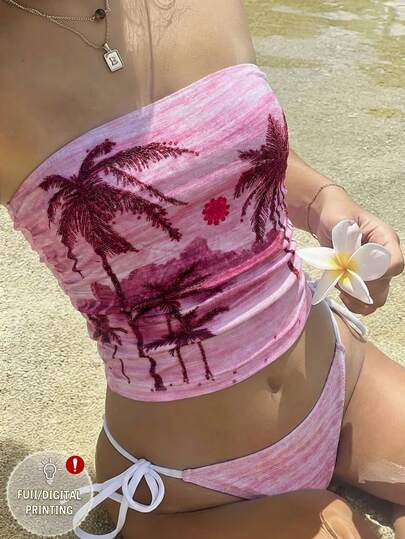 Sundraya Top sin mangas casual y versátil con estampado de plantas para mujer