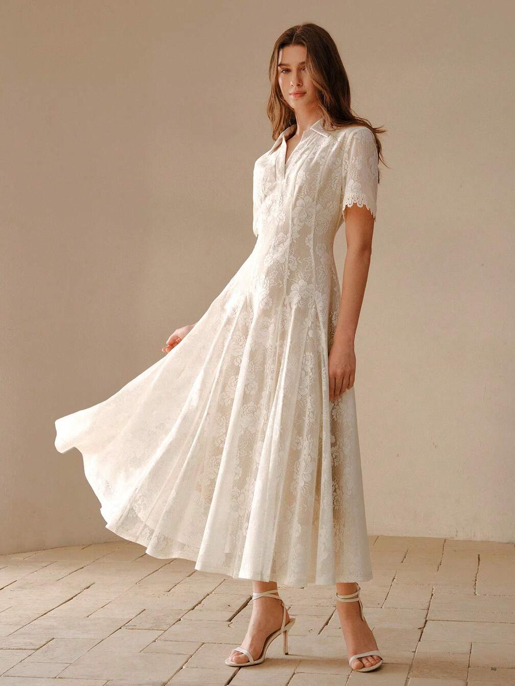unique dress luxury Summer Unique Luxury Lace Cinched Waist Flared Women Dress