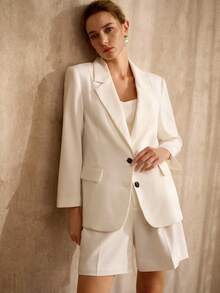 MOTF PREMIUM LINEN LOOSE FIT BLAZER, VINTAGE STYLE, SPRING/SUMMER - White - View 7