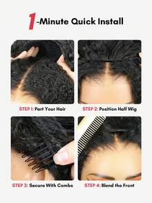 QUICK WEAR 9am Hair Store 即戴即用半假发，预造型，蓬松波浪卷/直发，灵活贴合，三合一半假发，带抽绳，自然发际线，无缝设计，新手友好，即戴即用，无需胶水，真人发假发，预先拔毛发际线，180%密度，16-28英寸常规尺寸，自然色，未经加工的处女发，情人节真人发无蕾丝假发，自然无胶假发，适合浪漫约会，女士适用。 - SNatural - 查看 13