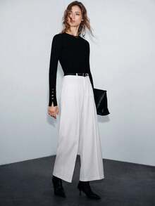 Lumivelle Women's White Casual Loose Straight Leg Pants With Self-Tie Belt, Spring/Summer Pants With Pockets White Pants For Women - White - View 5