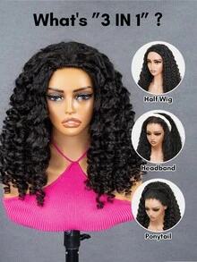 QUICK WEAR 9am Hair Store 即戴即用半假发，预造型卷发棒卷曲/蓬松直发，灵活贴合，三合一半假发，带抽绳，自然发际线，无缝设计，新手友好，即戴即用，无需胶水，真人发假发，预先拔毛发际线，180%密度，16-26英寸常规尺寸，自然色，未经加工的处女发，情人节真人发无蕾丝假发，自然无胶假发，适合浪漫约会，女士真人发假发 - SNatural - 查看 8