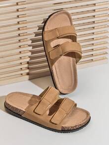 SHUZIA #QuietLuxury 男士双带可调节麂皮驼色鞋垫拖鞋 – 简约、百搭、舒适 - 駝色 - 查看 7