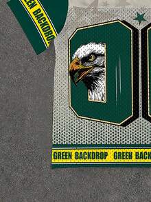 Aesthetic Post Men's Casual Fashion Street Eagle Letter Star Print Contrast Color Short Sleeve T-Shirt, Summer - Multicolor - View 6