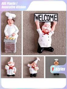 SHEIN 4-teiliges Set, Küchen-Chef-Kühlschrankmagnet, Cartoon-Kühlschrankmagnet, 3D-Magnetaufkleber, Kühlschrank-Dekoration, süße Artikel, Küchen-Dekorationsserie, Heimdekoration, Raumdekoration, Valentinstag Geburtstagsgeschenk, Valentinstag Hochzeit, Aufbewahrungsbehälter - Weiss - Übersicht 7