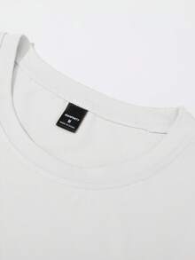 Manfinity Roghcode Men's White Crew Neck Short Sleeve T-Shirt, Italian Element Print, Jersey Style - White - View 7