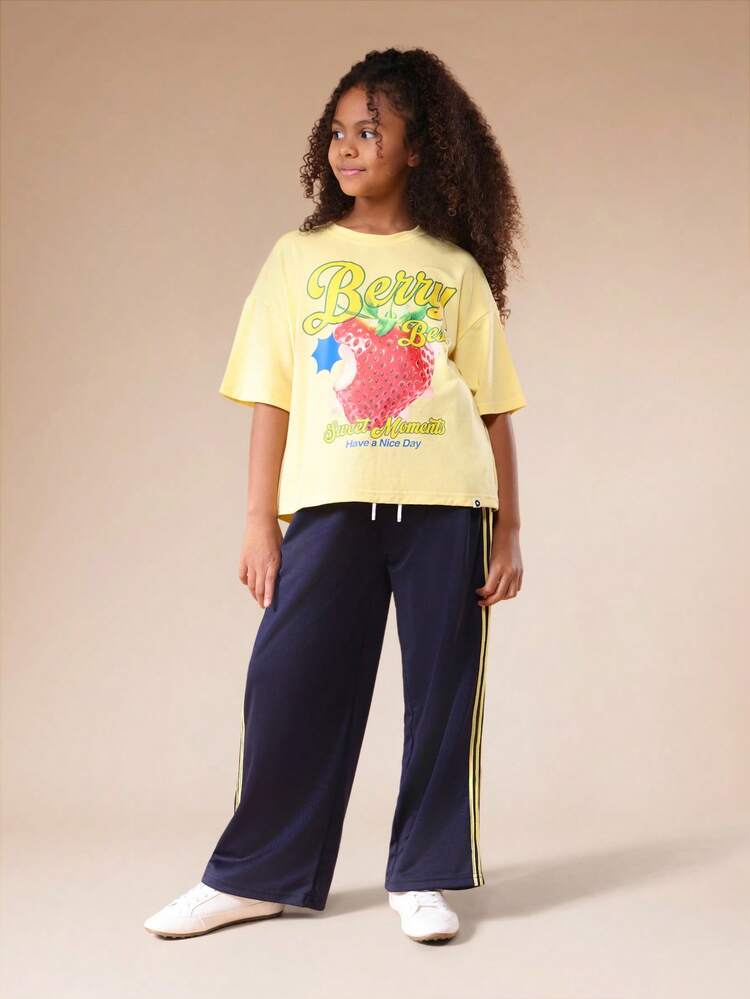 Berry Print T-Shirt And Track Pant Set