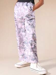 SUMWON Tween NYC Graphic T-Shirt With Camouflage Wide Leg Pants Co-Ord Set Cap Sleeve Crew Neck Casual Outfit Vacation - Multicolor - View 4