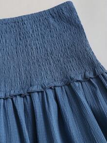 Sweetra Women's New Design Sense High Street Elegant Sexy Slim Fit Elegant Vacation Versatile Comfortable Flared Hem Blue Skirt, Spring/Summer - Blue - View 3