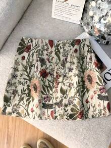 GlowEve Women's Floral Pattern Casual Versatile Zipper Skirt - Green - View 2