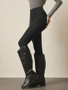 With My Calm With My Calm Women's Elastic Riding Pants - Tight Fit Long Training Leggings With Side Pockets - Black - View 3