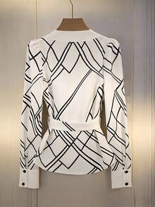 Franclia Women's New Product Elegant Leisure Vacation Commuter Office Sisters Going Out Shopping Everyday Wear Asymmetrical Hem Bow Tie Shirt Concert Party Top Pattern Apricot Beach Shirt Spring Summer Valentine's Day New Year Wear Women's Carnival Top - Apricot - View 2