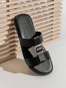 SHUZIA Men's Matte Faux Leather Black Closed-Toe Fisherman Sandals – Sculpted Weave Straps & Cushioned All-Day Comfort - Black - View 4