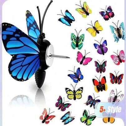 SHEIN 10/20/30pcs/Set Colorful Simulation Butterfly Thumbtack For Wall Decoration, Random Pattern, Suitable For Photo Board Or Bulletin Board