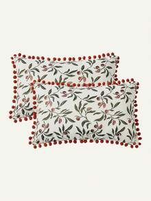 1/2 Vỏ gối họa tiết lá cây và quả, kiểu dáng retro, chất liệu jacquard chenille, thích hợp sử dụng hàng ngày trong nhà, trên ghế sofa, giường ngủ, làm vỏ gối trang trí, phù hợp cho mùa xuân, hè, thu và đông, dùng được quanh năm (không bao gồm ruột gối). - trắng - Xem 14