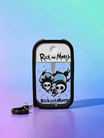 FanGlow Rick and Morty X SHEIN 1 pezzo Bottiglia spray trasparente in PP da 50ml con teschio d'amore, custodia protettiva in silicone con gancio nero, adatta per i viaggi e facile da trasportare