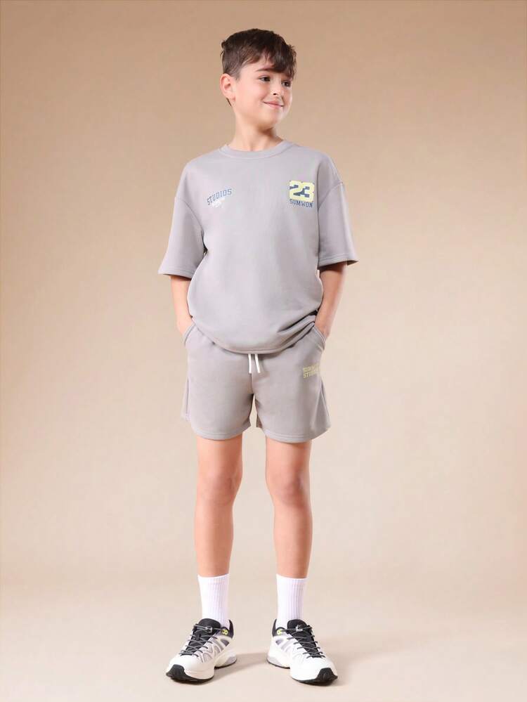 Oversized T Shirt And Shorts Set With Number Print