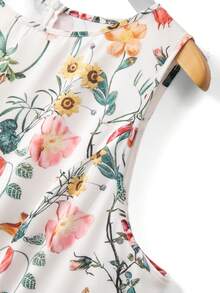 SHEIN Clasi 大码女式早春彩色碎花优雅A字收腰连衣裙 - 彩色 - 查看 6