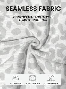 Seamluxe SHEIN Sport Leopard Print Gray & White Backless Camisole Skinny Seamless Sports Jumpsuit - Light Grey - View 8