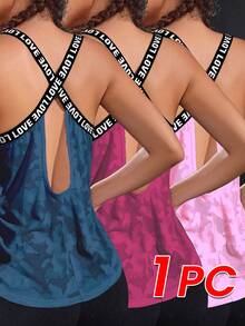 Powerista Solid Raglan Sleeve Sports Tee Fitted Shirtworkout Tank Top - Navy Blue - View 1