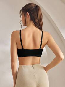 Ocili Women's Comfortable Cotton Rib Knit Bra - Black - View 3