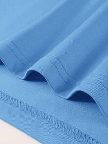 Manfinity Homme 男士印花圆领休闲百搭短袖T恤 - 藍色 - 查看 5